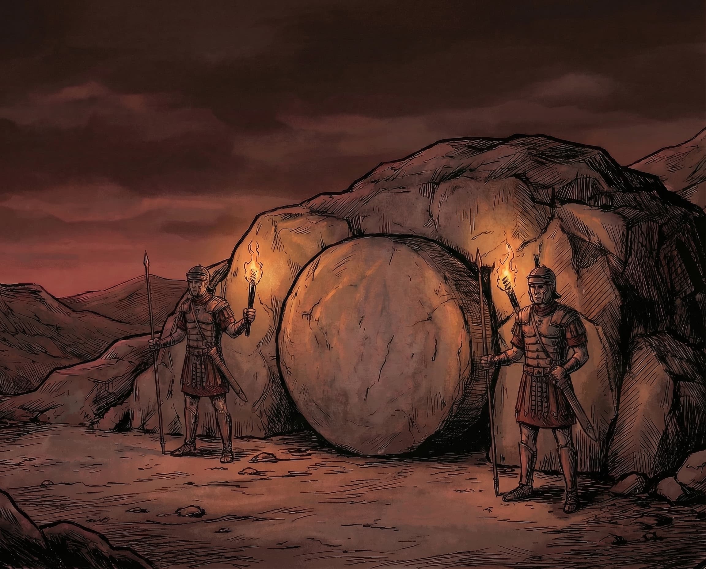 The sealed tomb of Jesus on the quiet Sabbath day