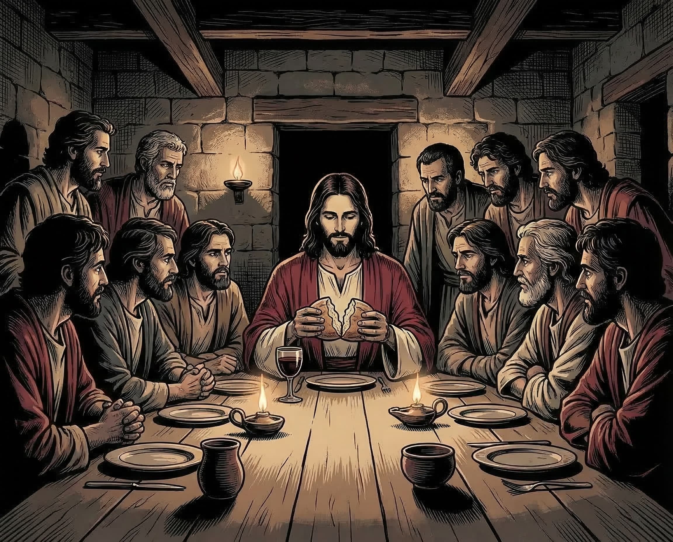 Jesus in the Garden of Gethsemane, praying in agony
